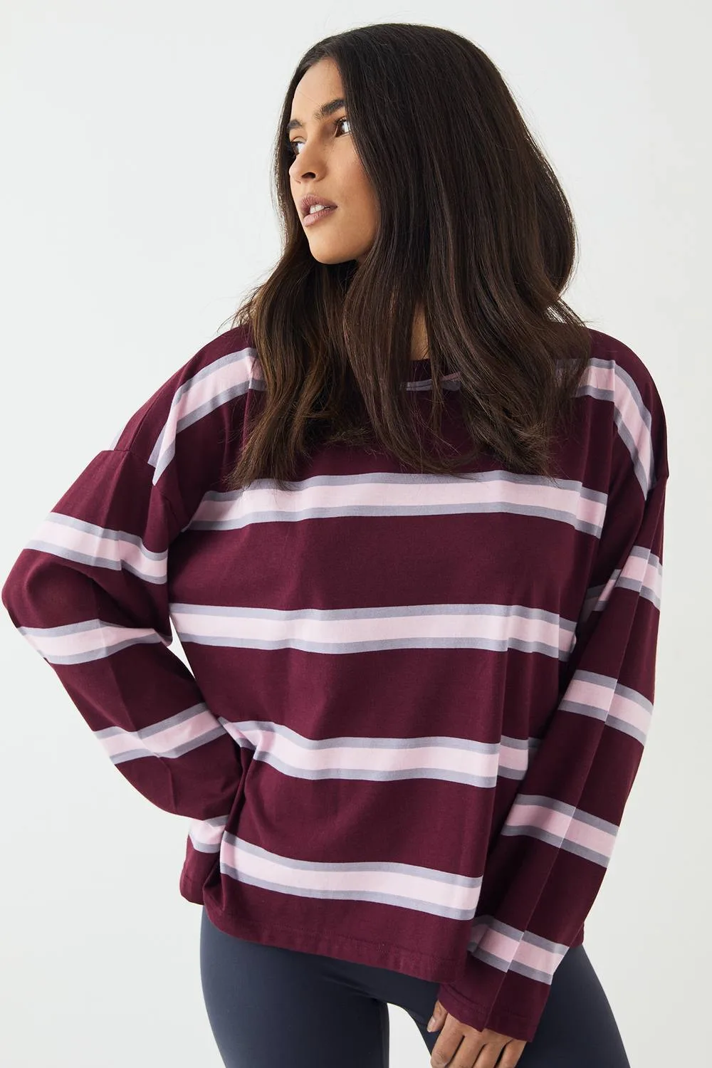 Stripe Oversized Long Sleeve T-Shirt by Dsgn Studio
