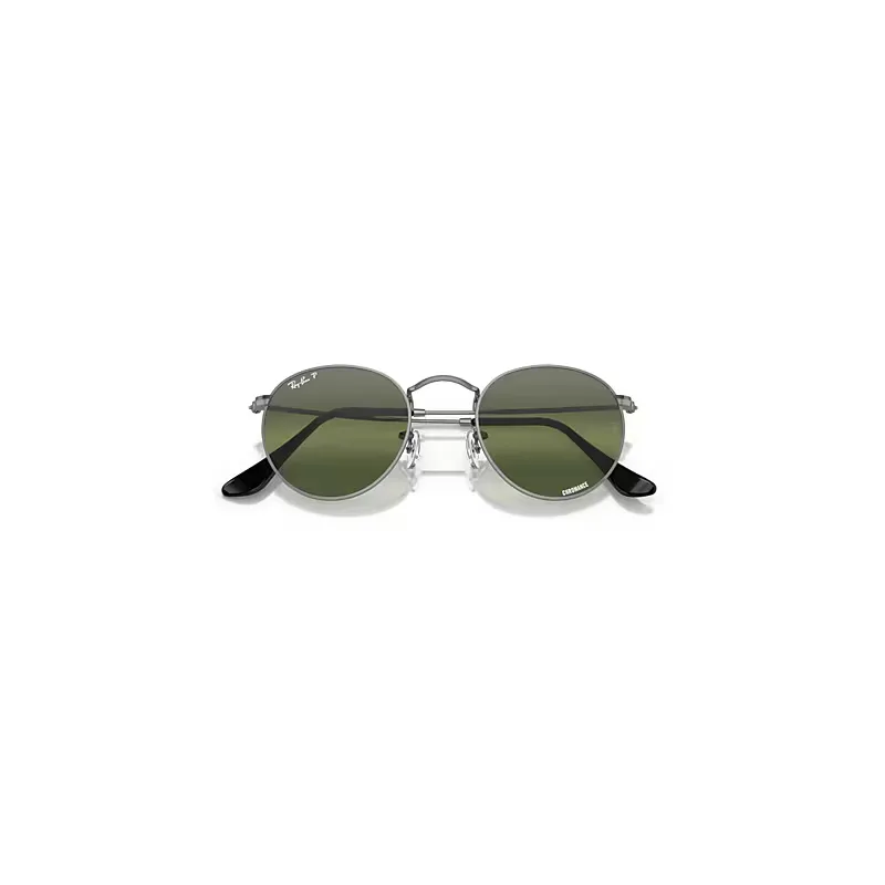 Round Metal Polarized+ Lenses Sunglasses Gunmetal Frame Green Lenses Polarized by Ray-Ban