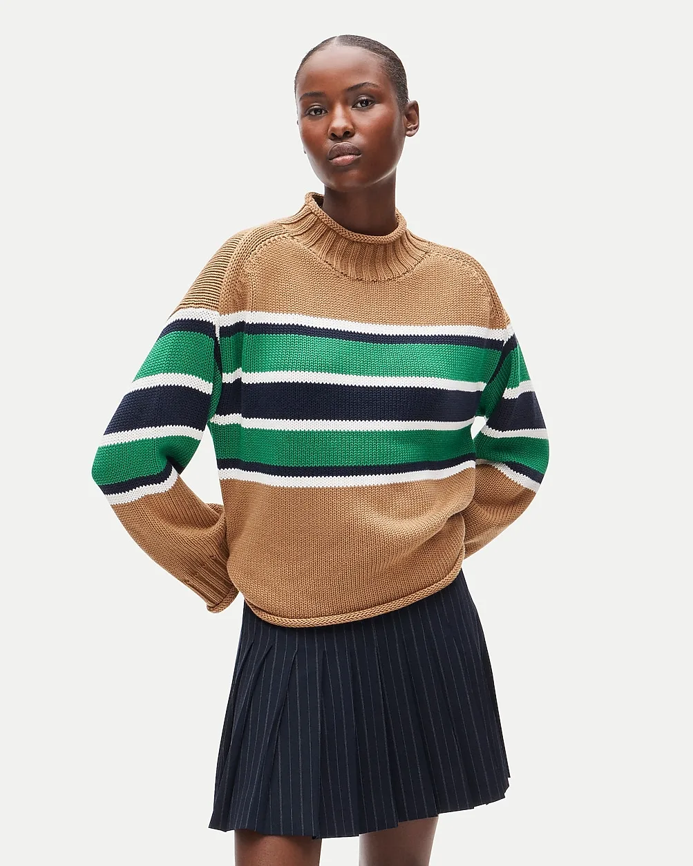 2025 Rollneck™ Sweater in Placed Stripe by J.Crew