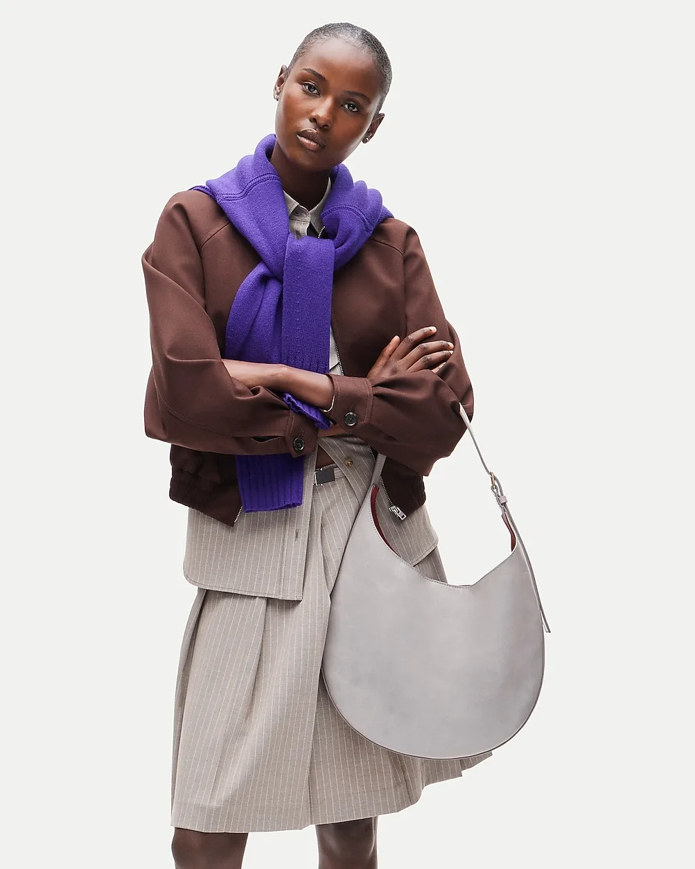 Round Shoulder Bag in Crackled Leather by J.Crew
