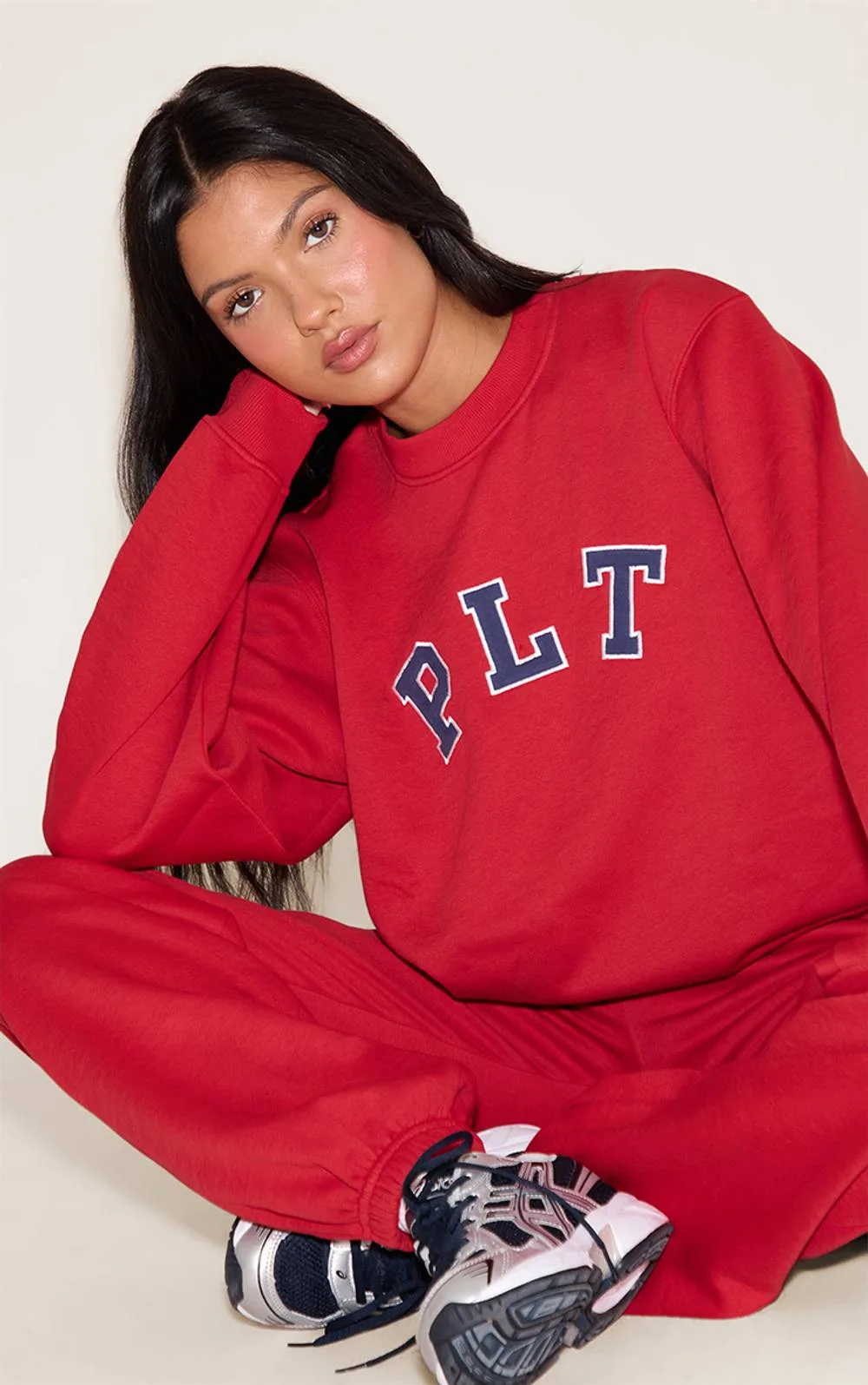 Logo Oversized Crew Sweatshirt by PrettyLittleThing