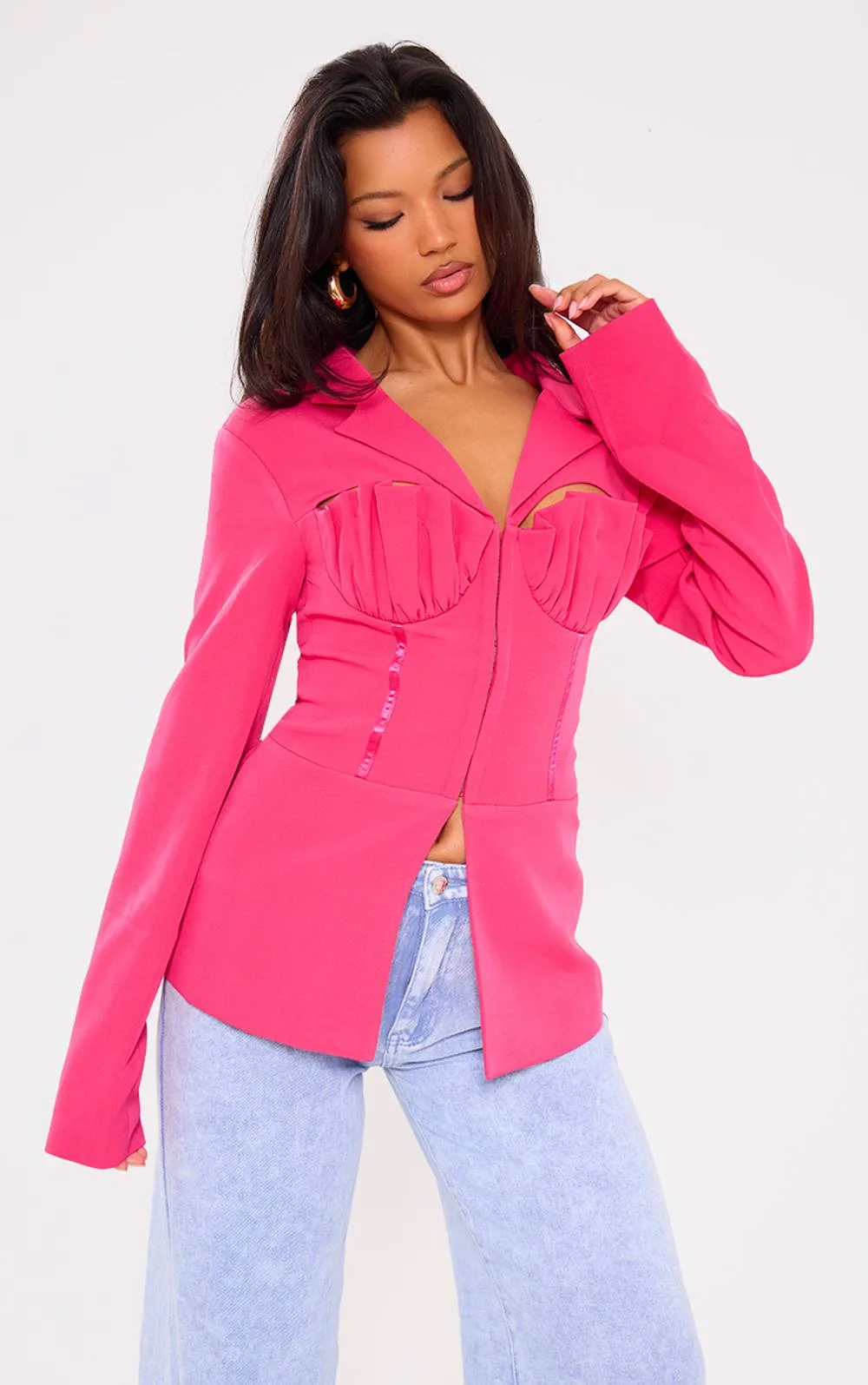 Shell Cup Detail Tailored Blazer