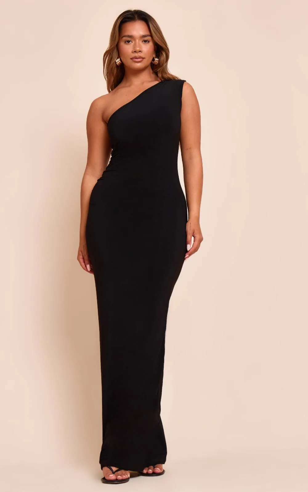 One Shoulder Ruched Side Maxi Dress