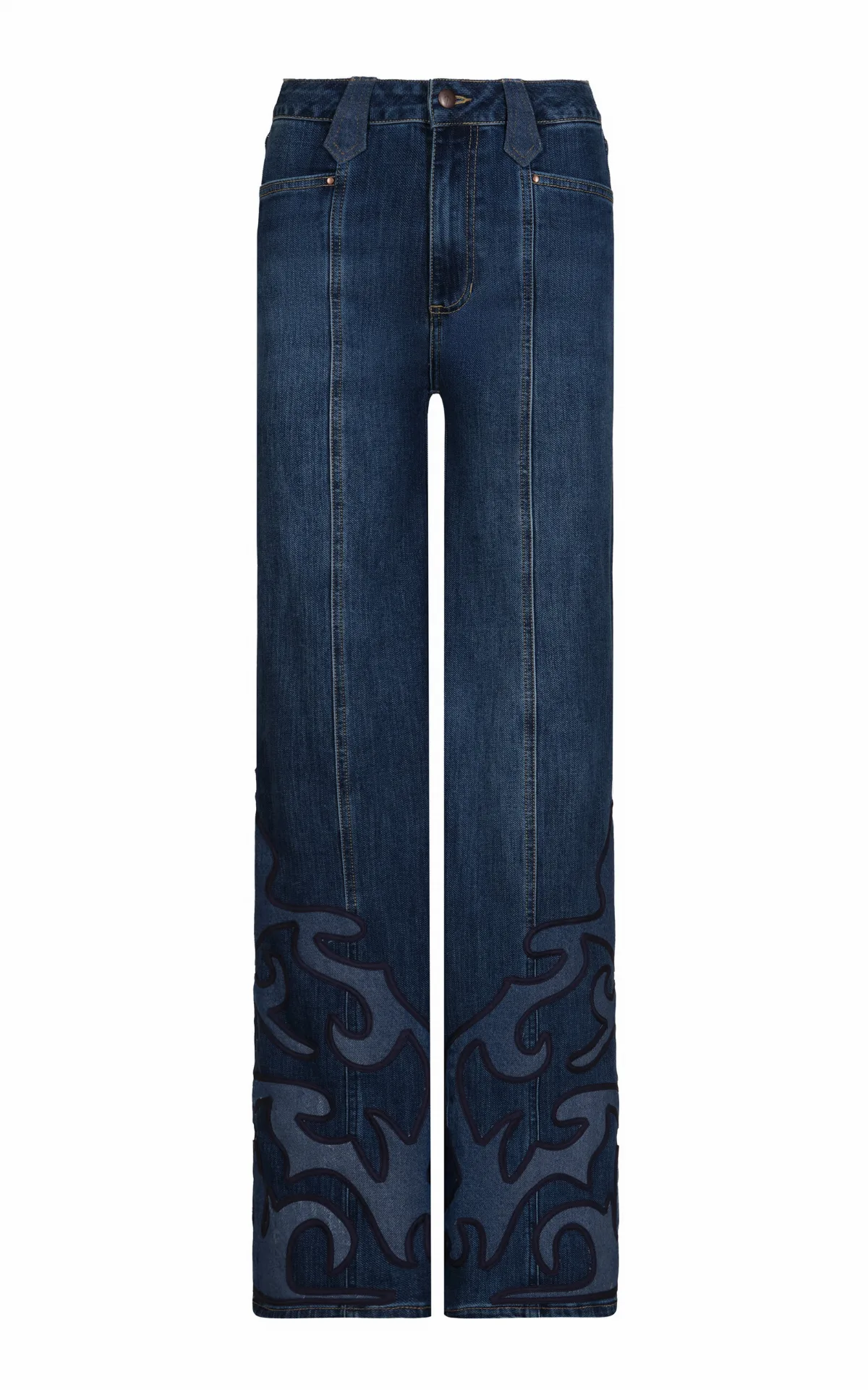 Edge Stitch Stretch High-Rise Flared Jeans by Johanna Ortiz