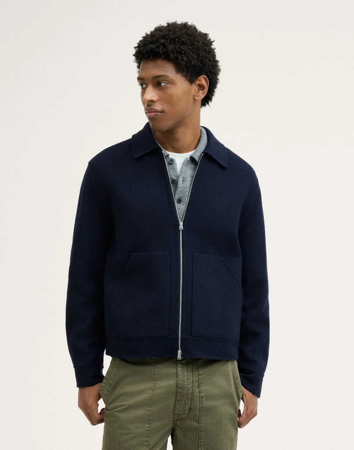 Unlined Zip Jacket in Wool Blend by MW