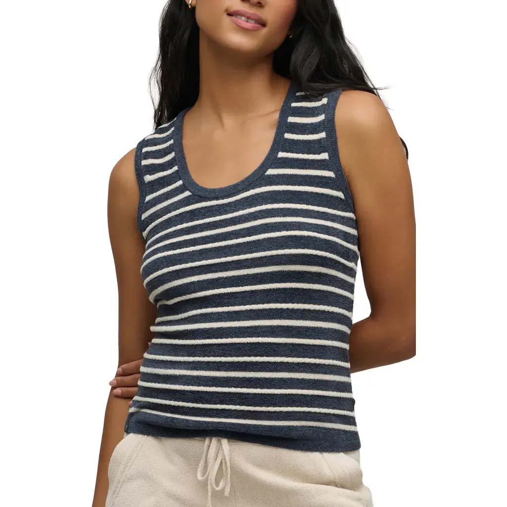 CozyChic® Ultra Lite® Stripe Textured Pajama Tank - Stone by barefoot dreams