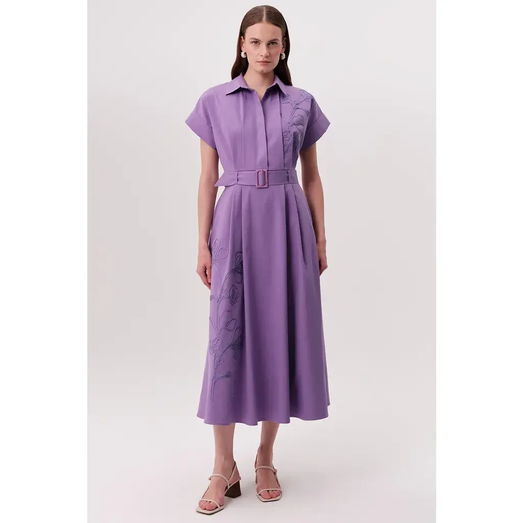 Kelsie Short Sleeve Midi Shirt Dress by Exquise