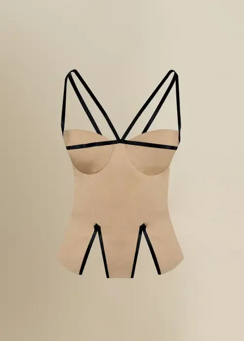 Madeleine Fitted Corset-Inspired Poplin Top by Contessa Mills
