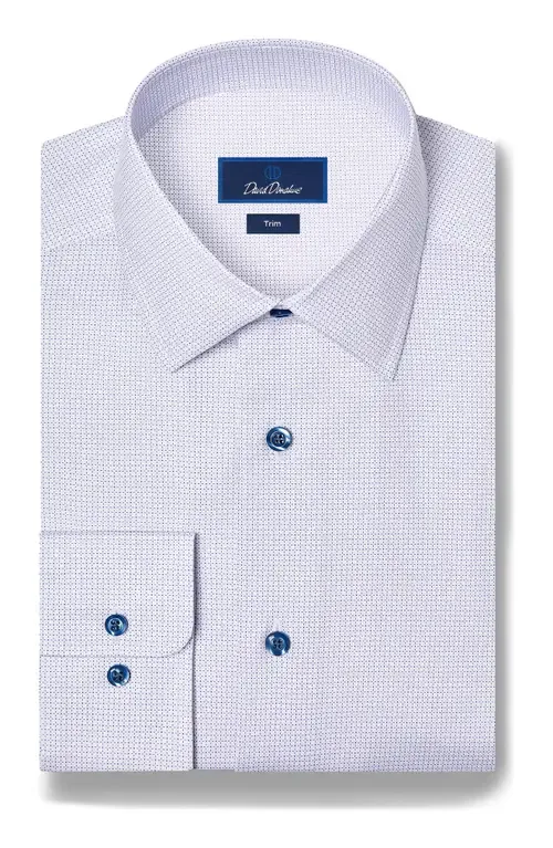 Trim Fit Micro Geometric Print Stretch Dress Shirt by David Donahue