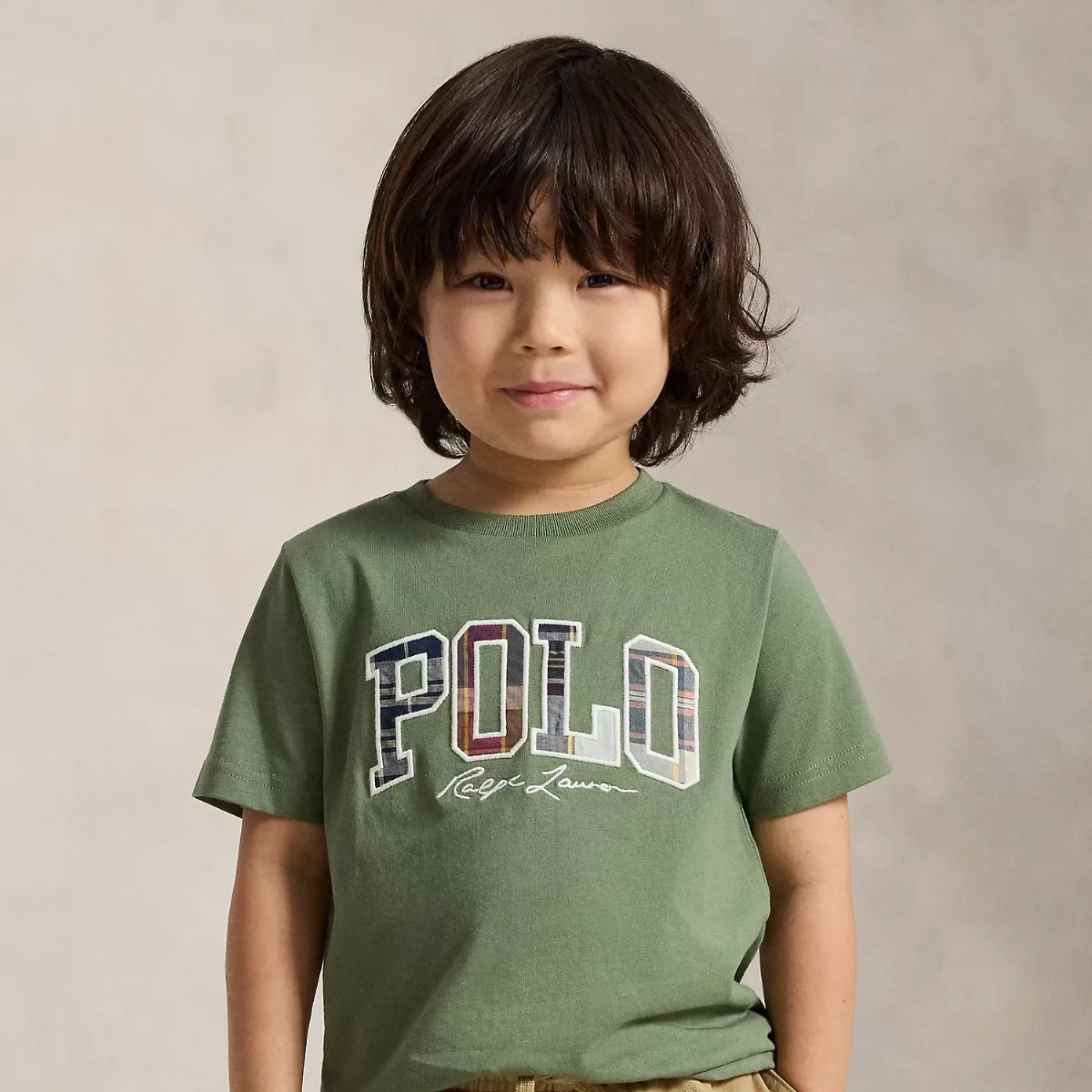 Madras-Logo Cotton Jersey Tee by Ralph Lauren