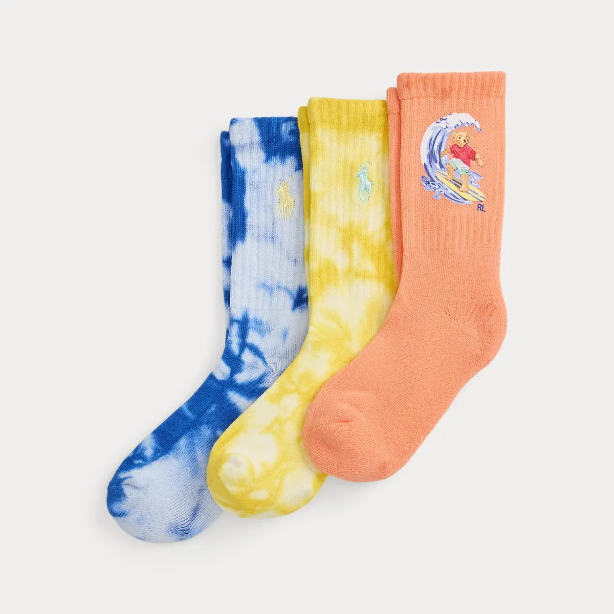 Polo Bear Tie-Dye Crew Sock 3-Pack by Ralph Lauren