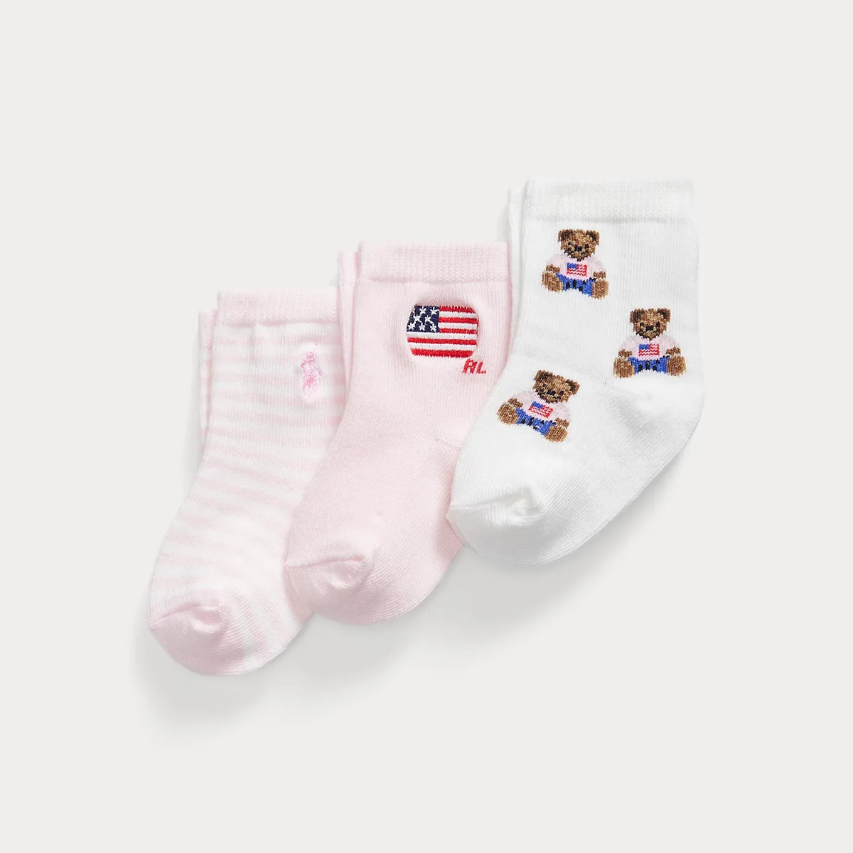Polo Bear Crew Sock 3-Pack Set by Ralph Lauren