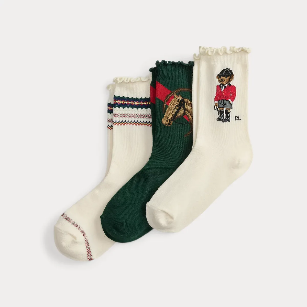 Polo Bear Crew Sock 3-Pack by Ralph Lauren