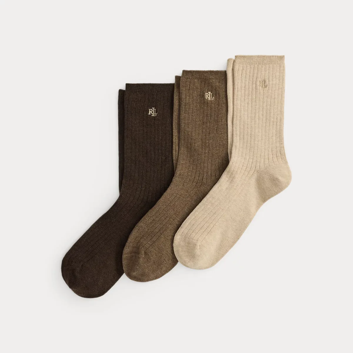 Rib-Knit Cotton-Blend Crew Sock 3-Pack by Ralph Lauren