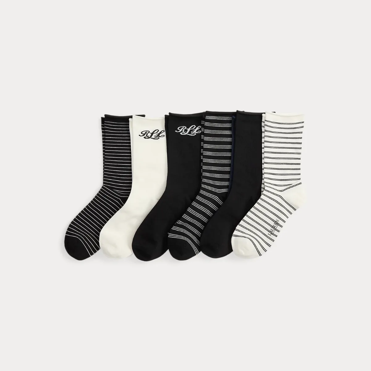 Logo & Striped Roll-Top Sock 6-Pack by Ralph Lauren