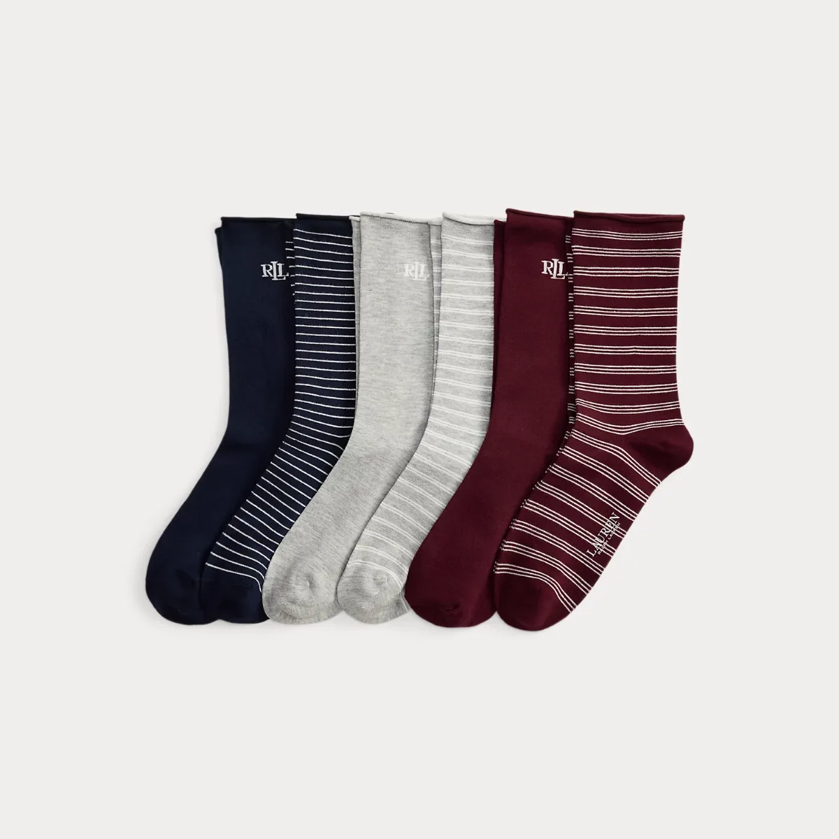 Logo & Striped Roll-Top Sock 6-Pack