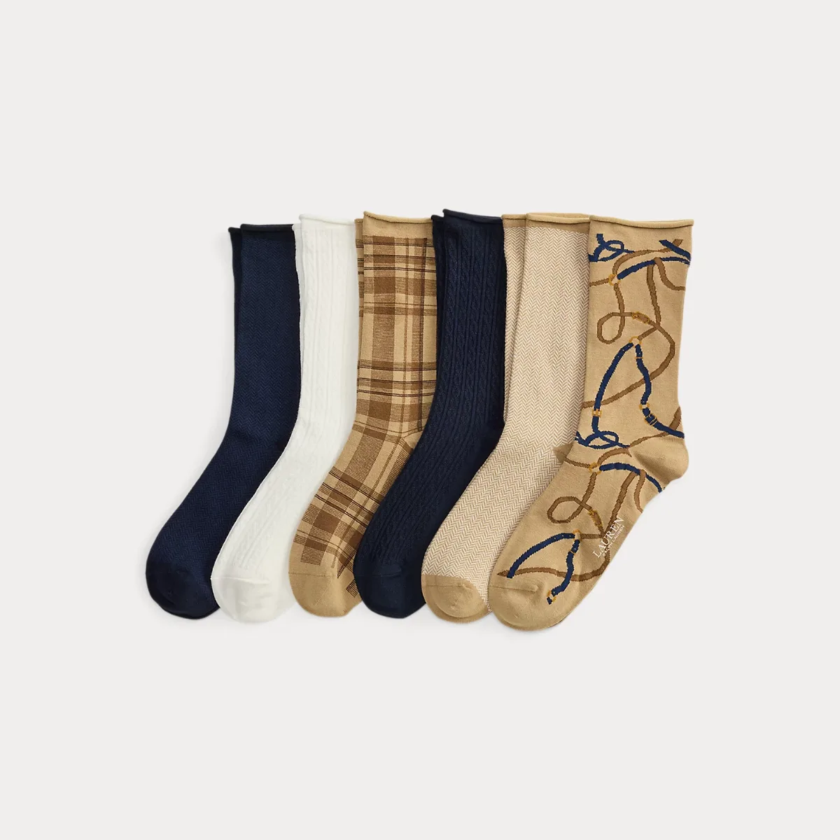 Patterned Stretch Roll-Top Sock 6-Pack by Ralph Lauren