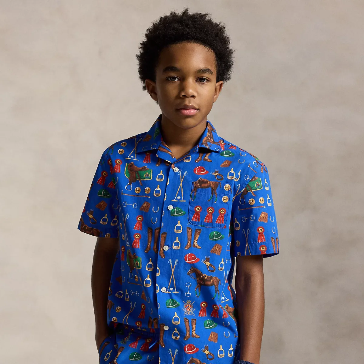 Equestrian-Print Cotton Camp Shirt by Ralph Lauren