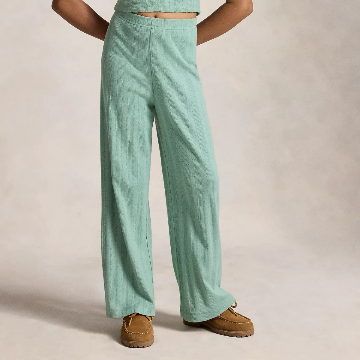 Pointelle-Knit Wide-Leg Cotton Pant by Ralph Lauren