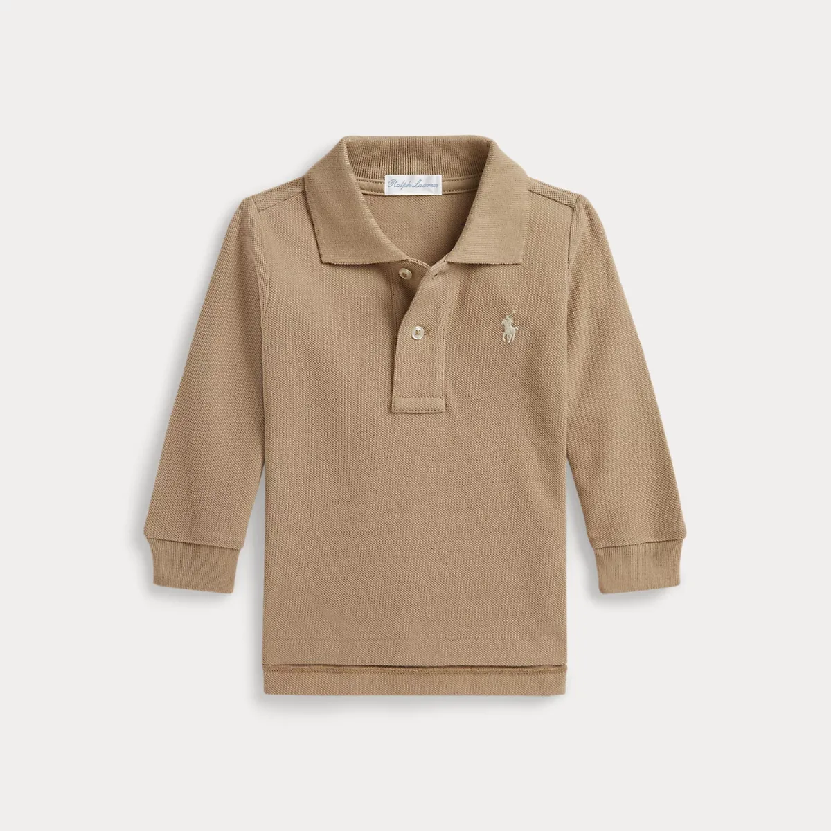 Cotton Mesh Long-Sleeve Polo Shirt by Ralph Lauren