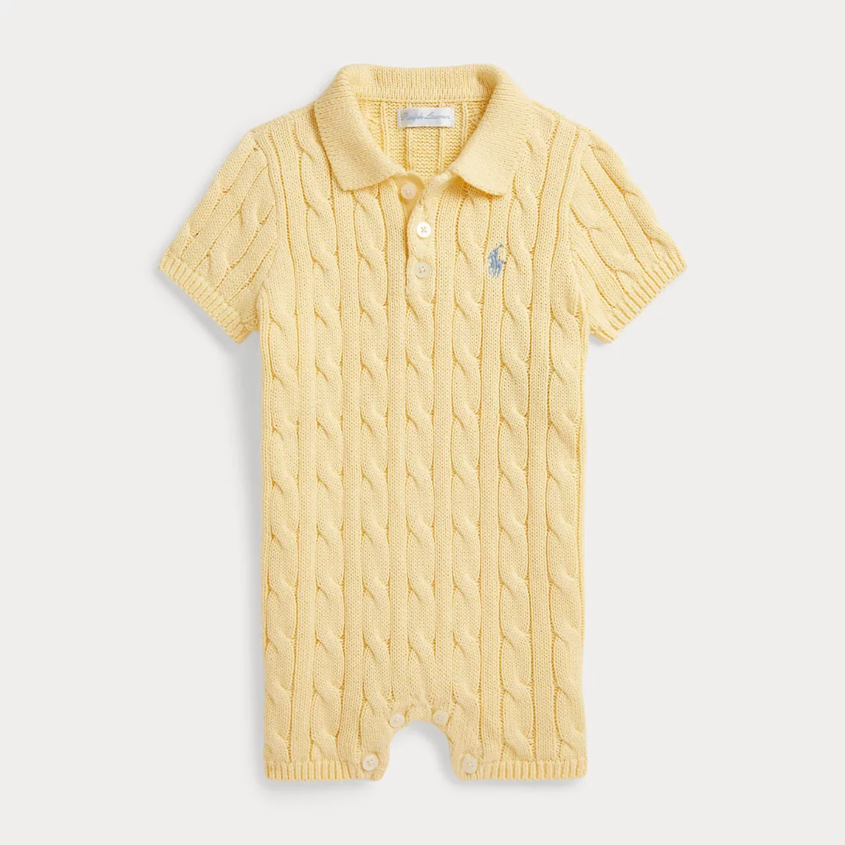 Cable-Knit Cotton Polo Shortall by Ralph Lauren