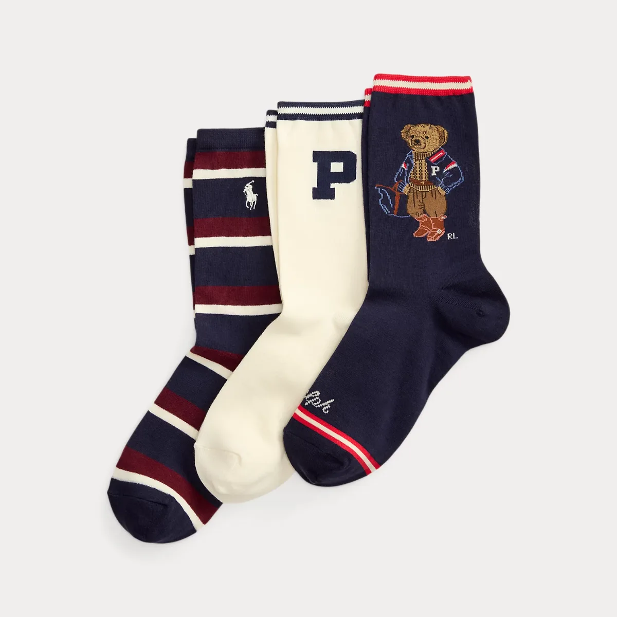 Polo Bear Striped Sock 3-Pack by Ralph Lauren