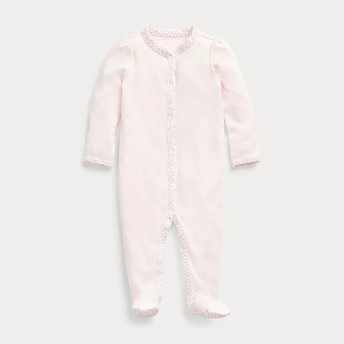 Floral-Trim Footed Coverall by Ralph Lauren