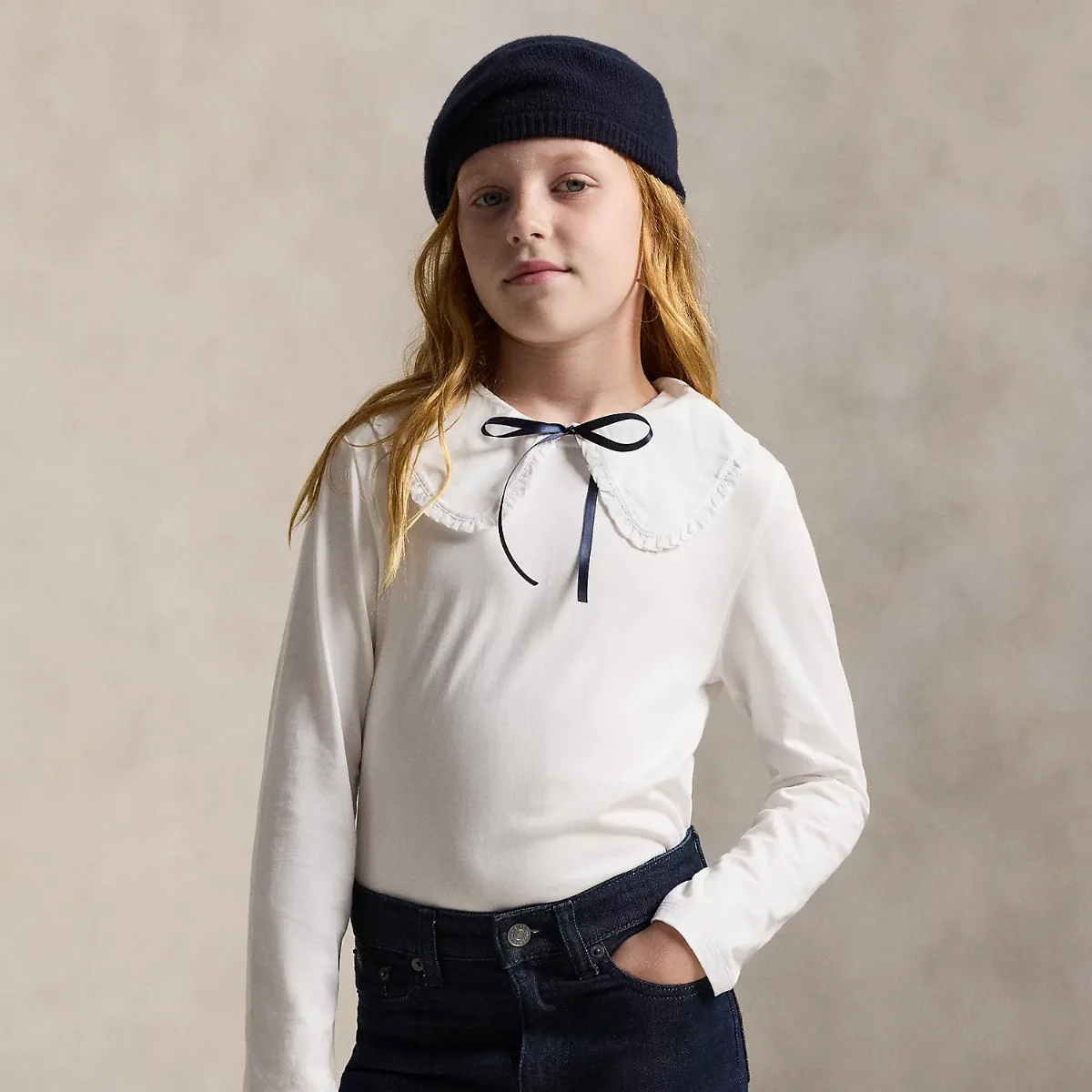 Ruffled Cotton Jersey Tee by Ralph Lauren