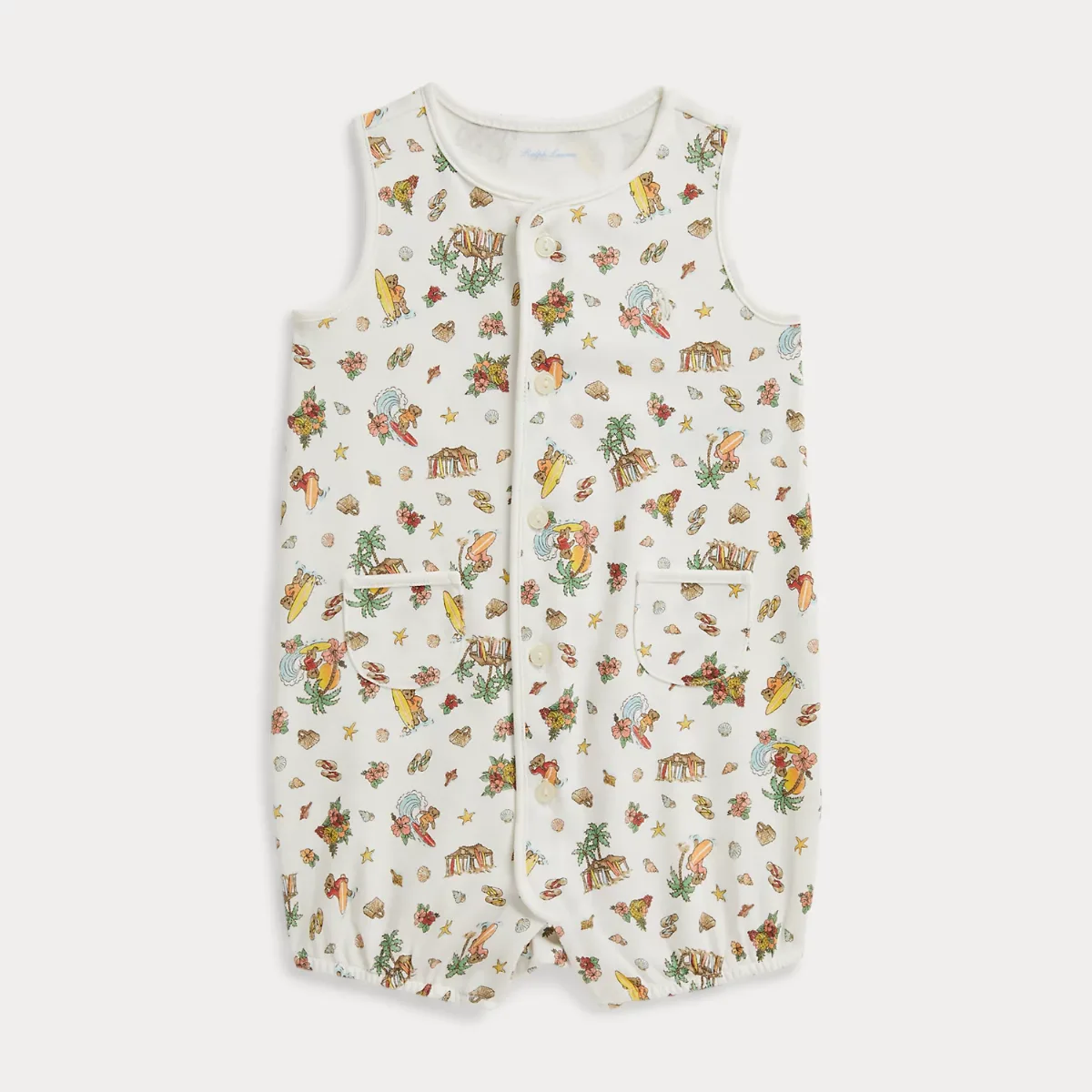 Polo Bear Cotton Bubble Shortall by Ralph Lauren