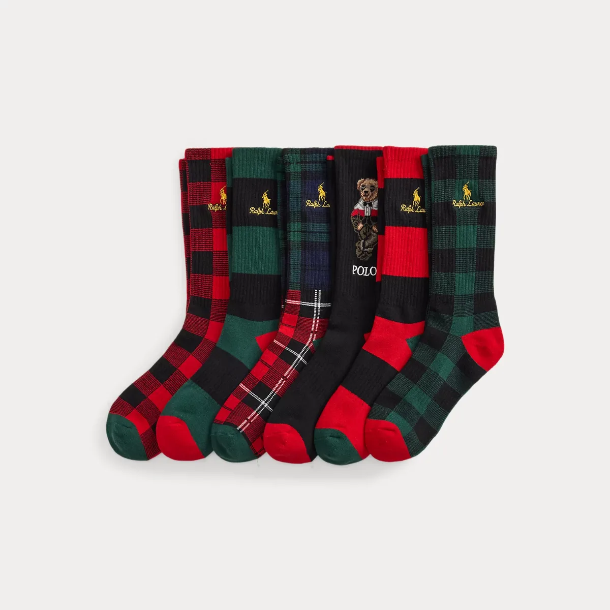 Polo Bear Cotton-Blend Crew Sock 6-Pack by Ralph Lauren