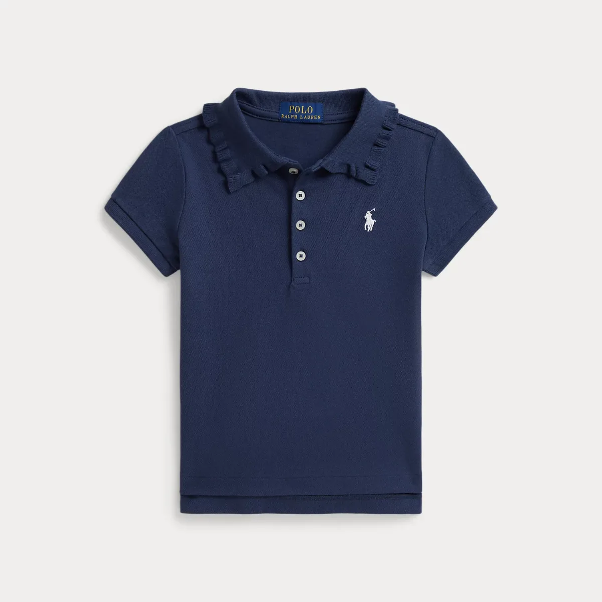 Stretch Mesh Ruffled Polo Shirt by Ralph Lauren