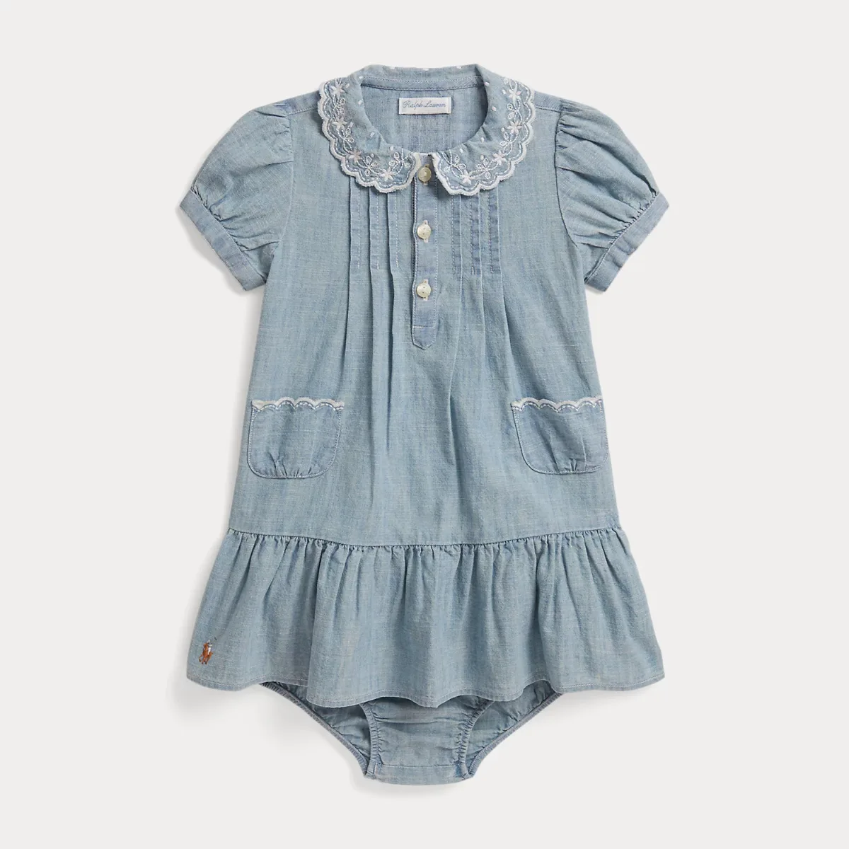 Indigo Cotton Chambray Dress & Bloomer by Ralph Lauren