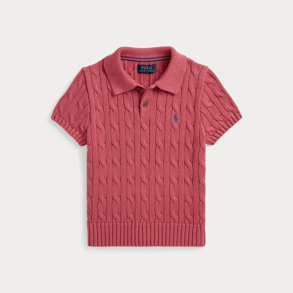 Cable-Knit Cotton Polo Sweater by Ralph Lauren