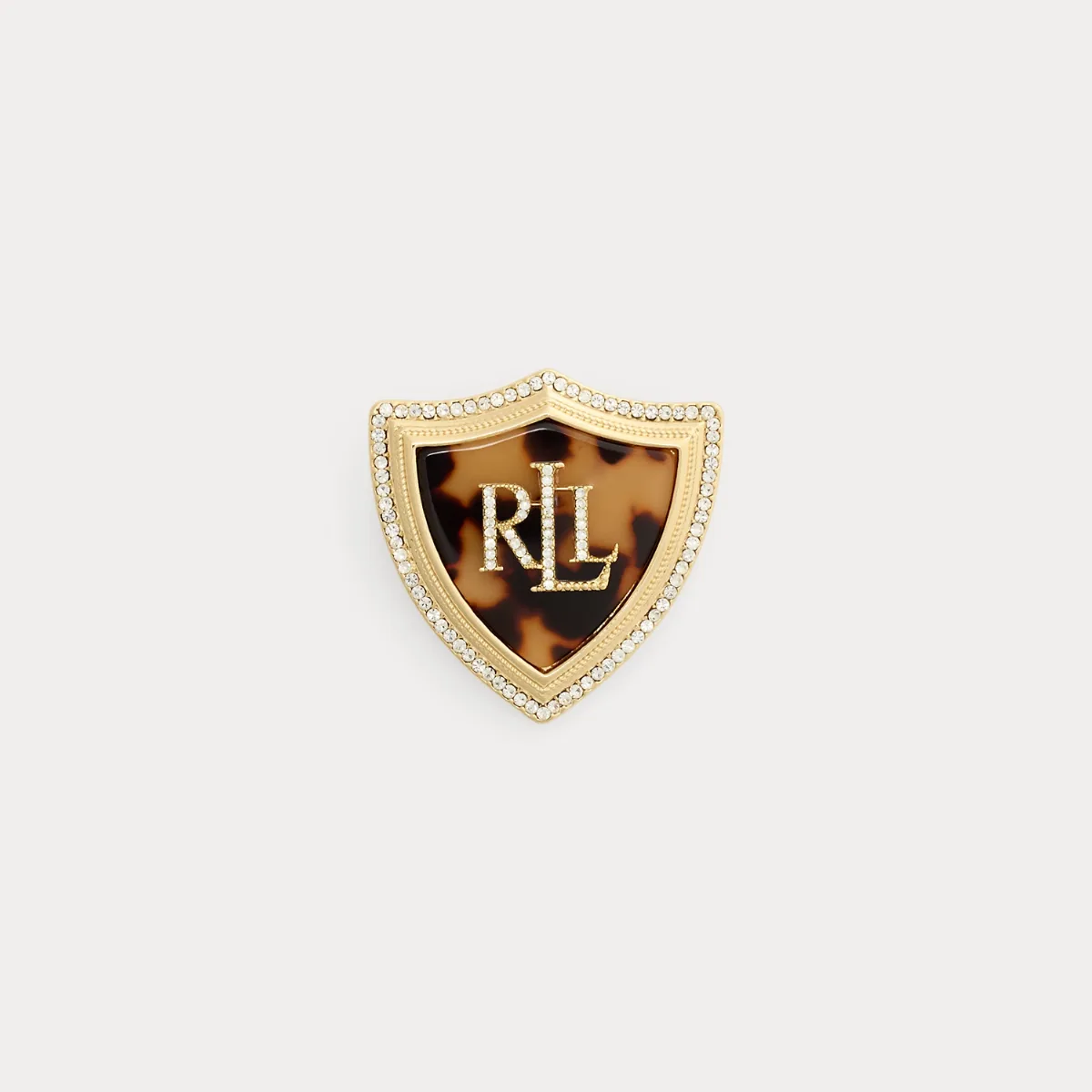 Gold-Plated Pavé Tortoiseshell Logo Pin by Ralph Lauren
