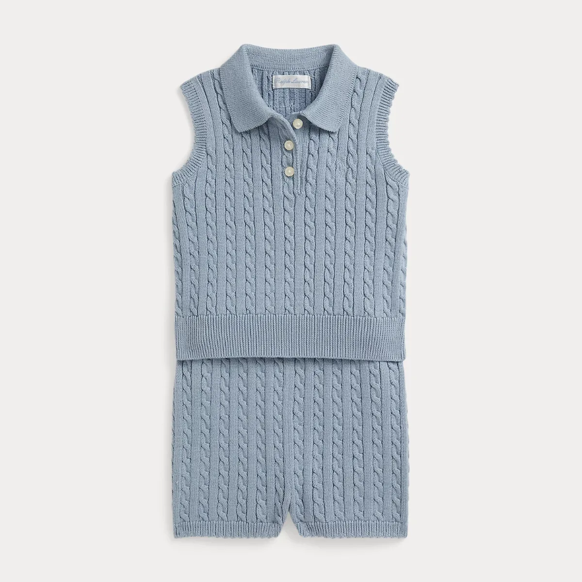 Mini-Cable Cotton Polo Sweater & Short by Ralph Lauren