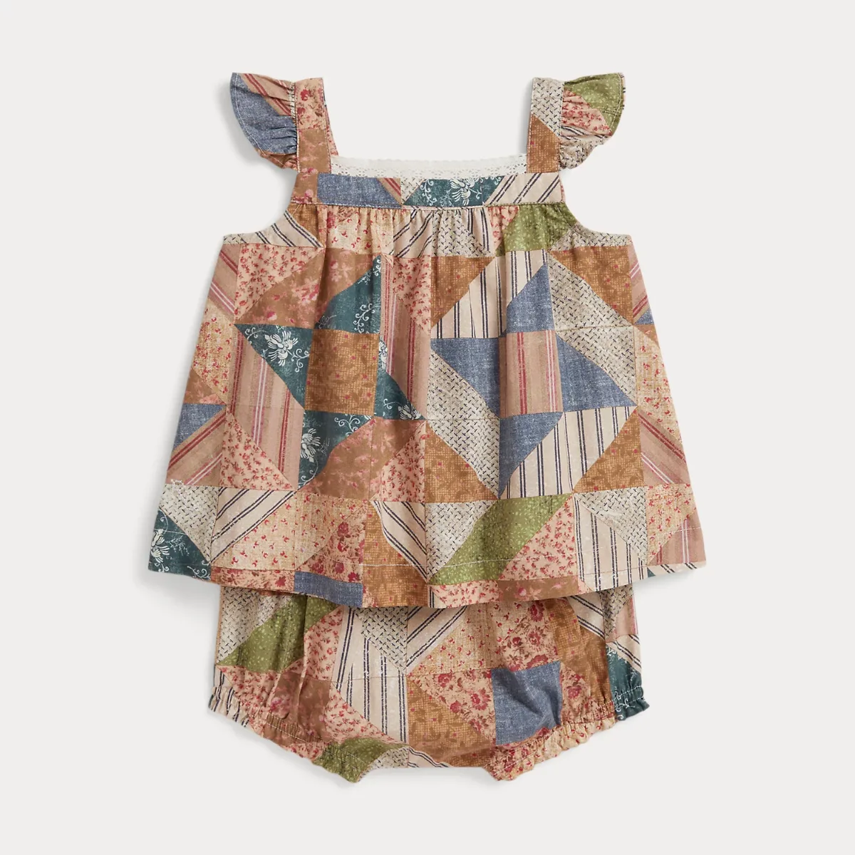Patchwork-Print Cotton Top & Bloomer in Cortney Patchwork by Ralph Lauren