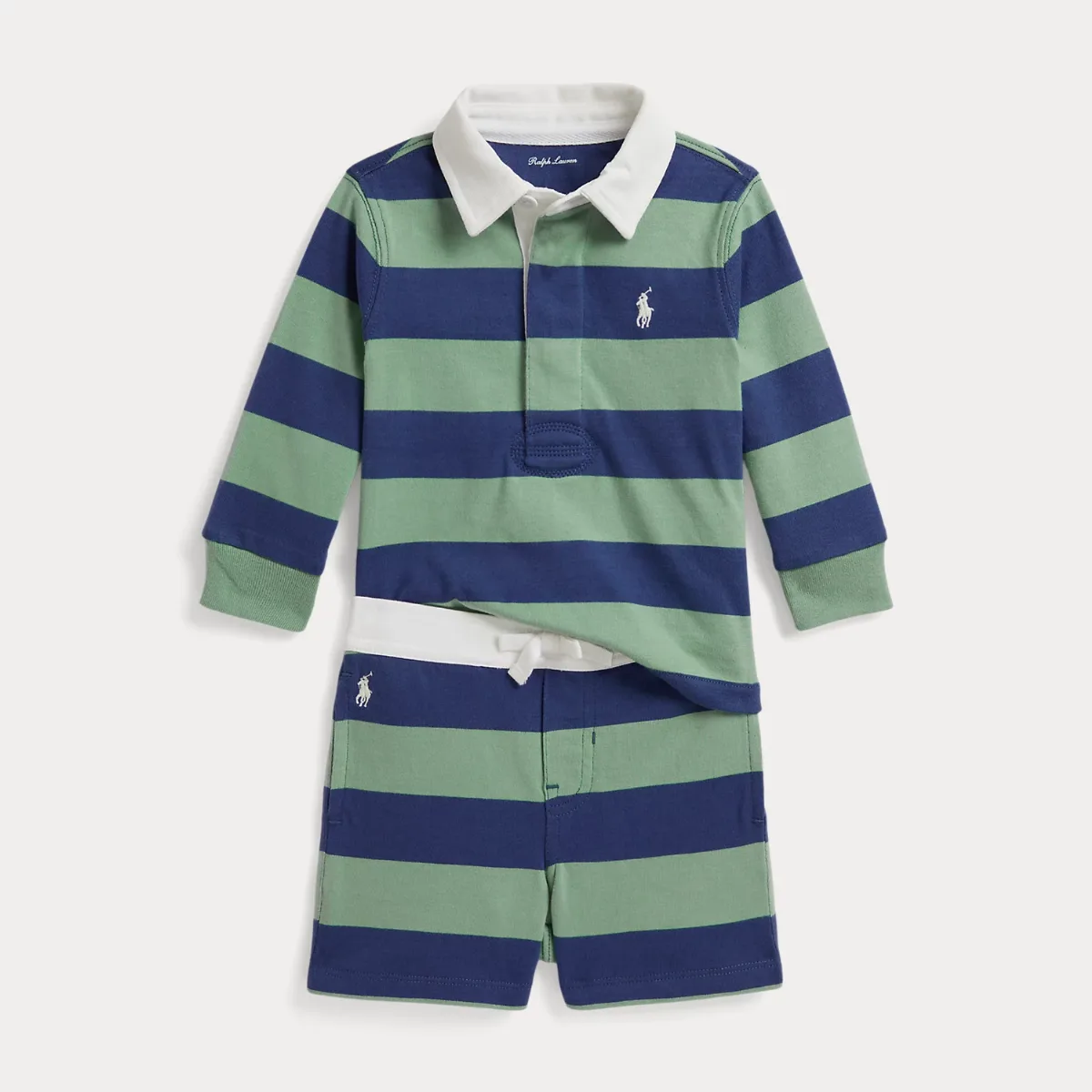 Striped Cotton Rugby Shirt & Short by Ralph Lauren