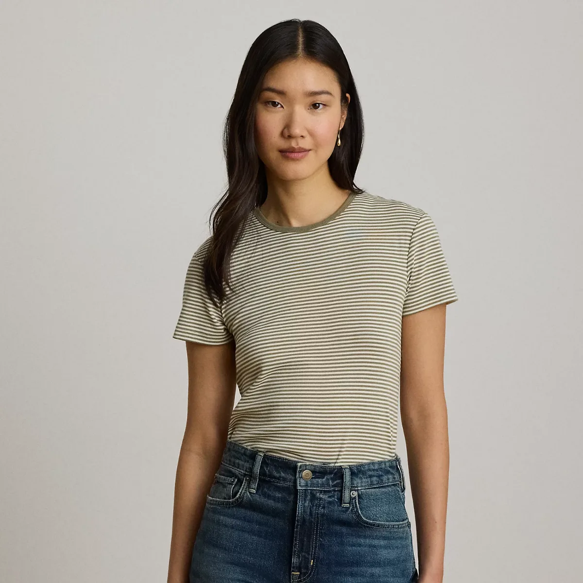 Striped Rib-Knit Stretch Cotton Tee by Ralph Lauren