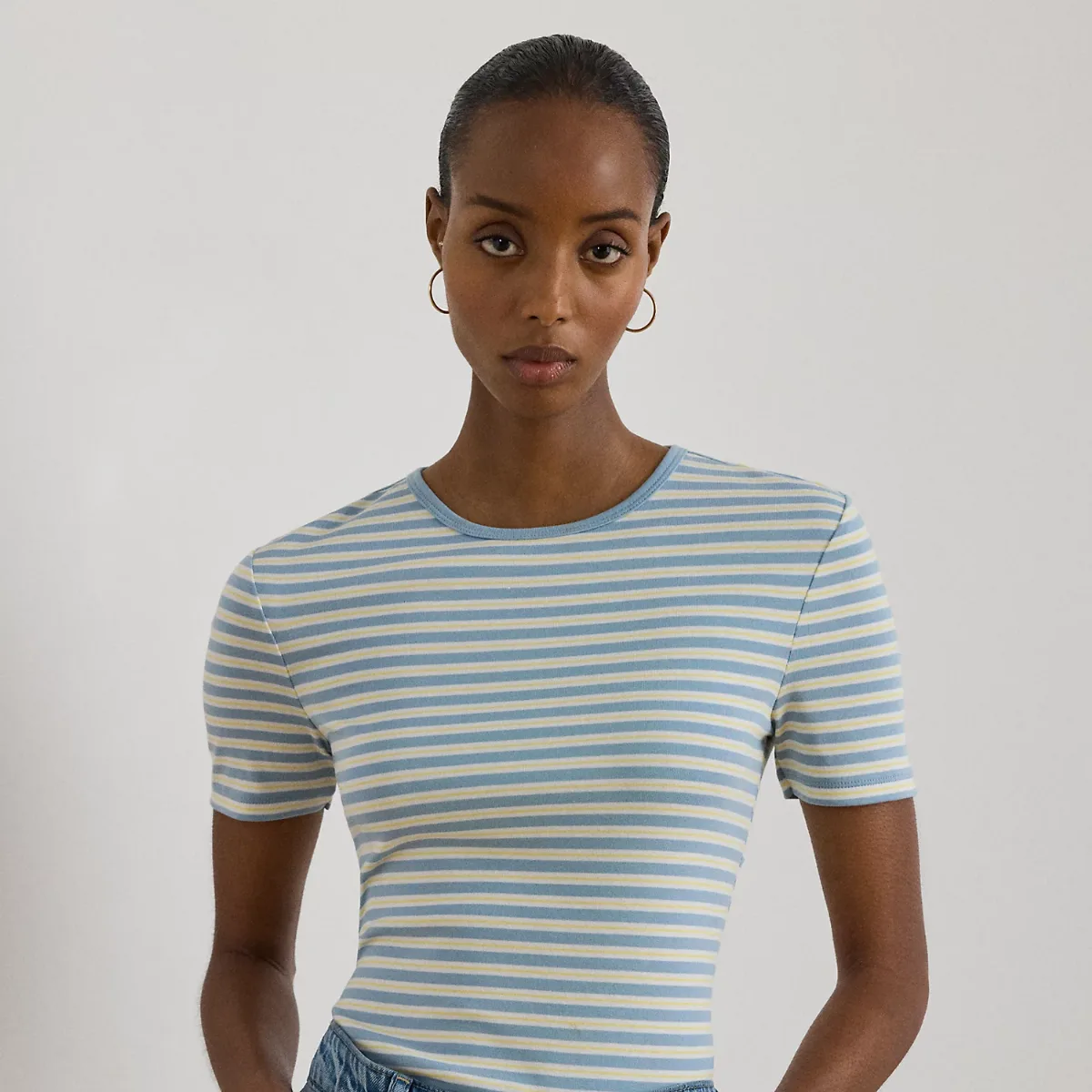 Striped Rib-Knit Stretch Cotton Tee
