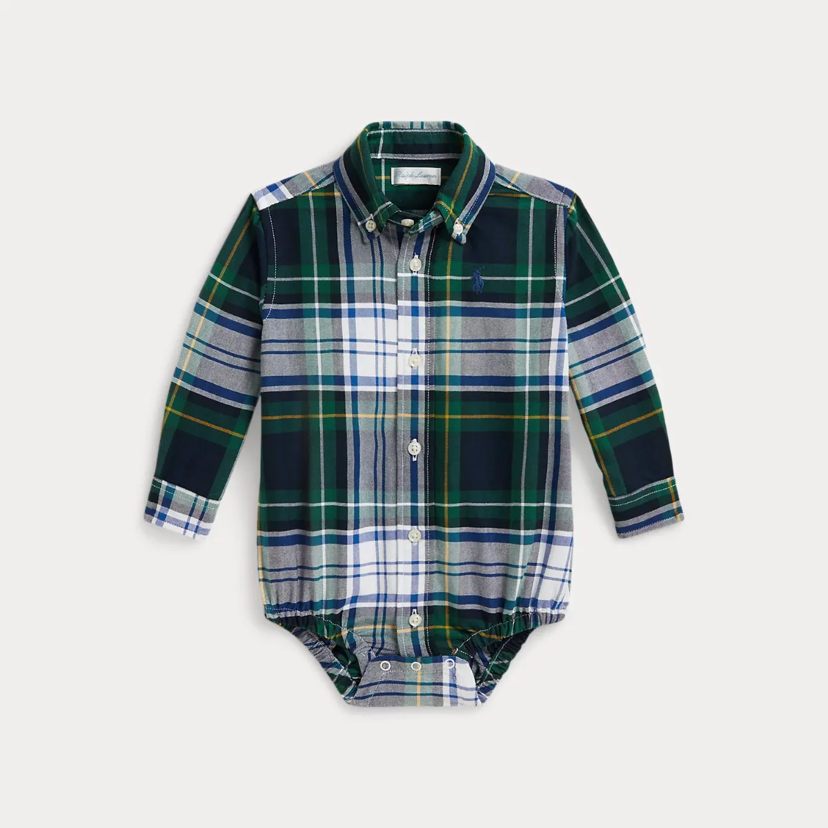 Plaid Cotton Oxford Bodysuit by Ralph Lauren