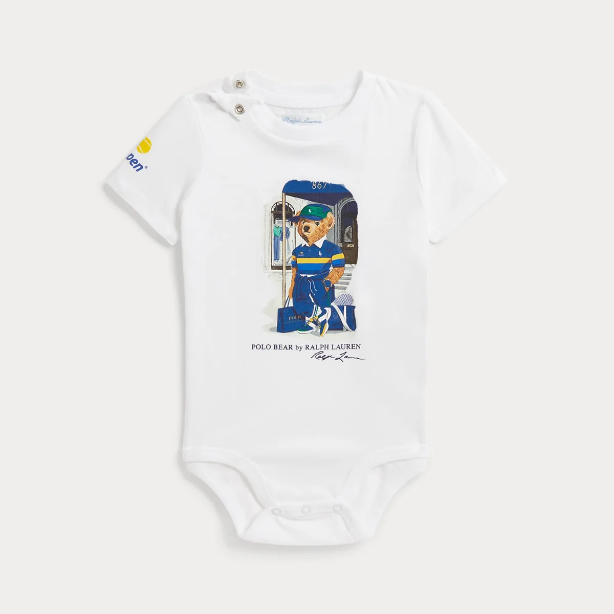 US Open Polo Bear Cotton Bodysuit by Ralph Lauren