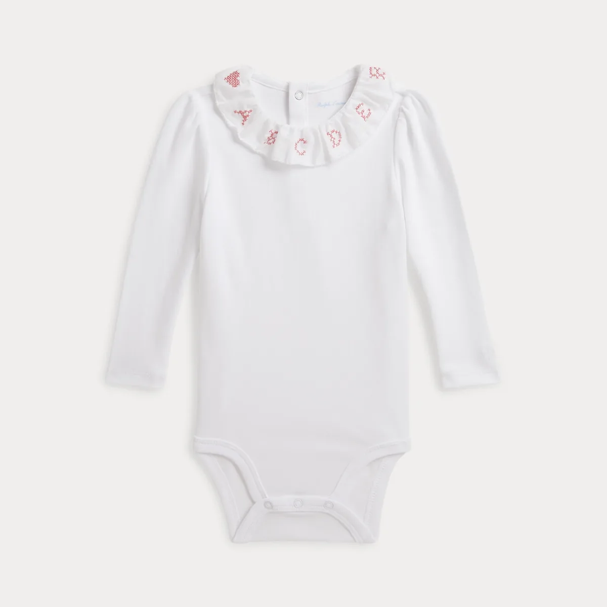 Ruffle-Collar Cotton Interlock Bodysuit by Ralph Lauren