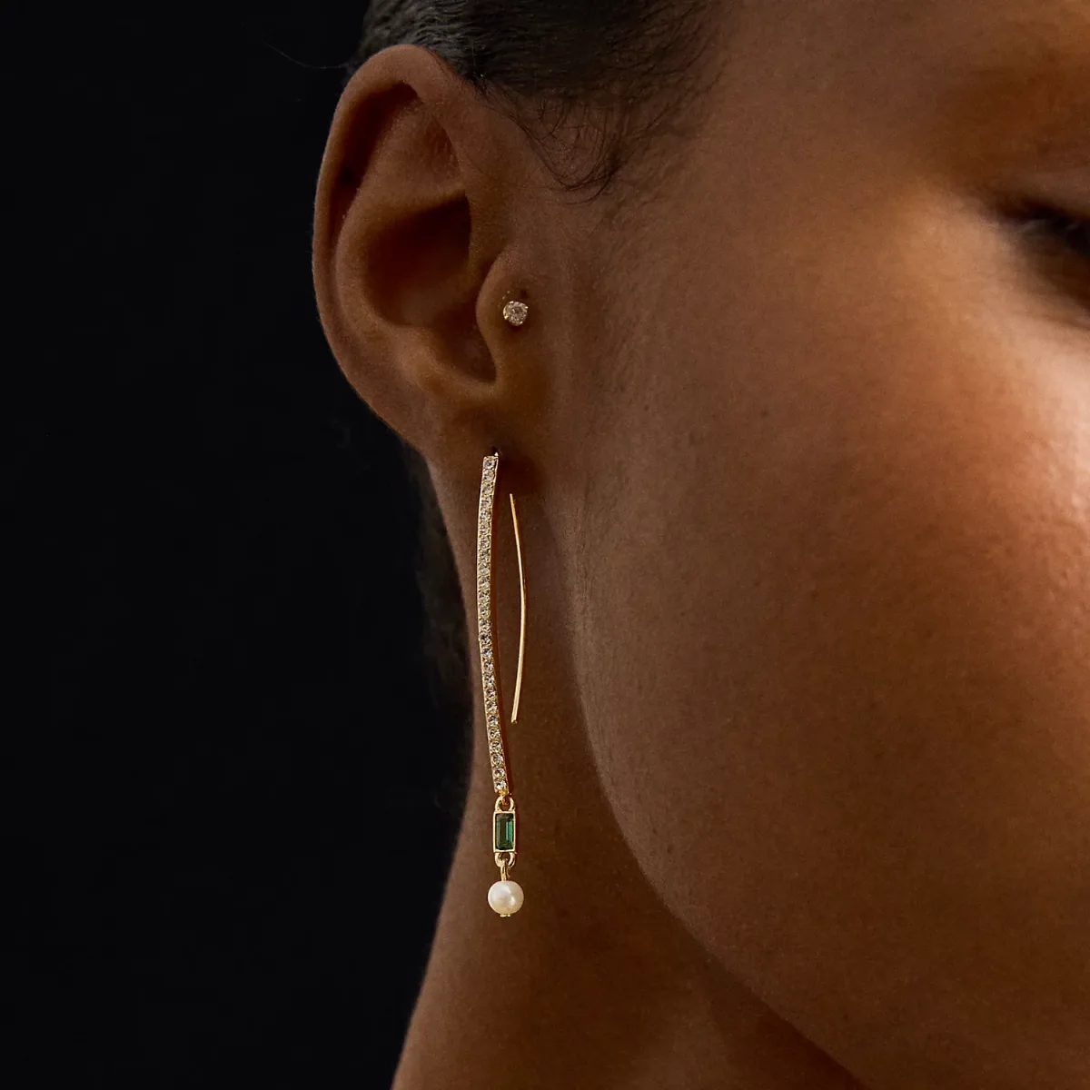 Gold-Plated Pavé Faux-Pearl Earrings by Ralph Lauren