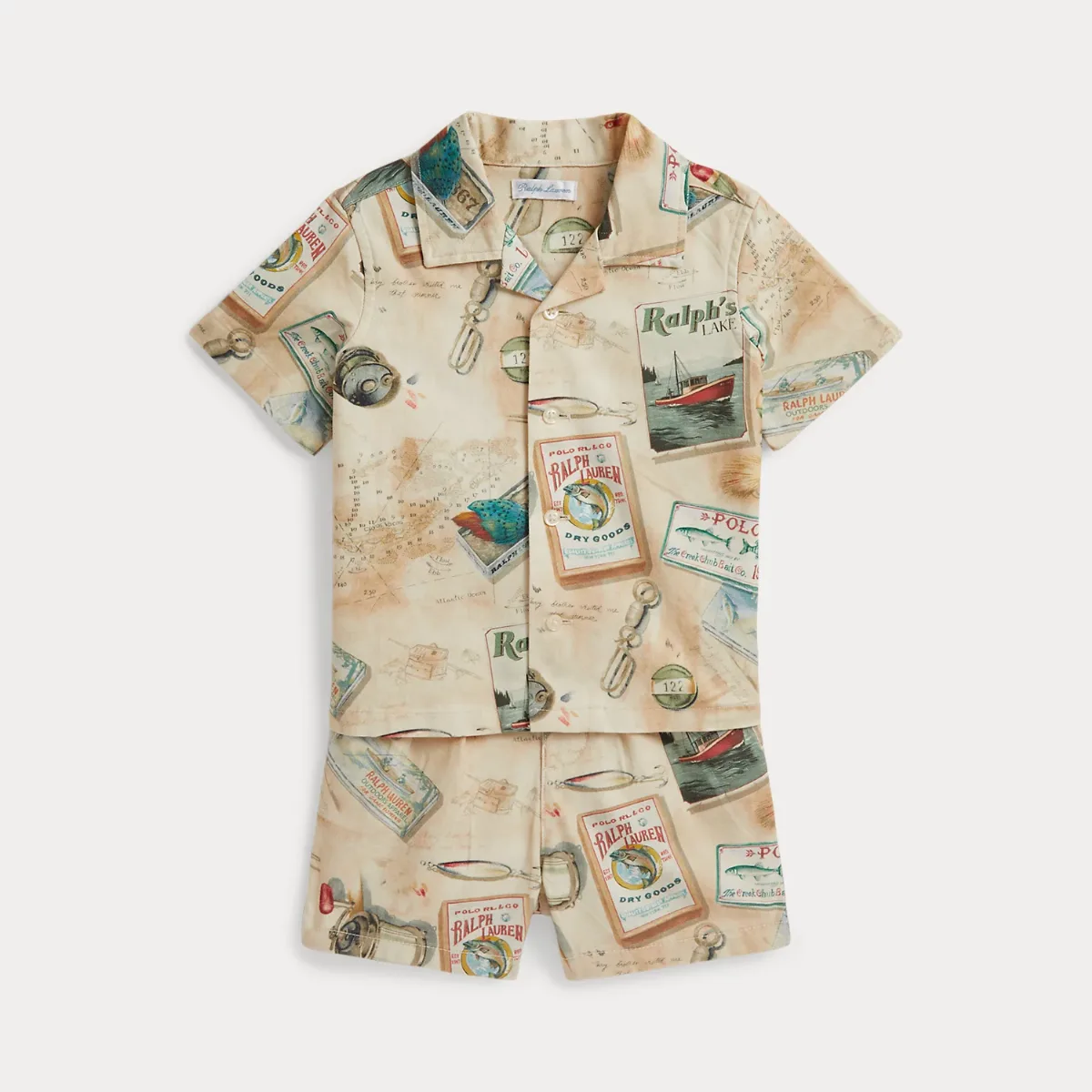 Fishing-Print Chino Shirt & Short by Ralph Lauren