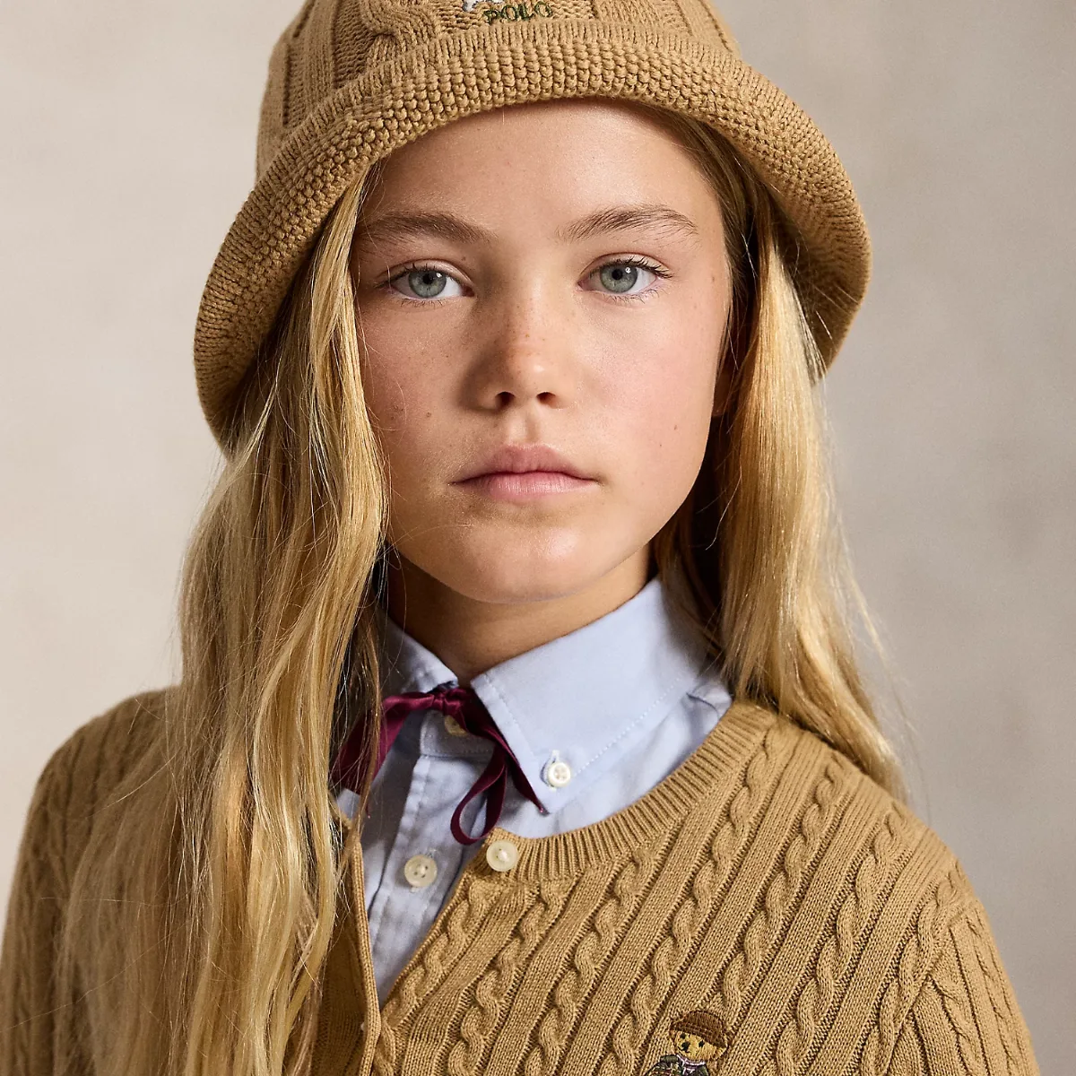 Polo Bear Cable-Knit Cotton Bucket Hat by Ralph Lauren