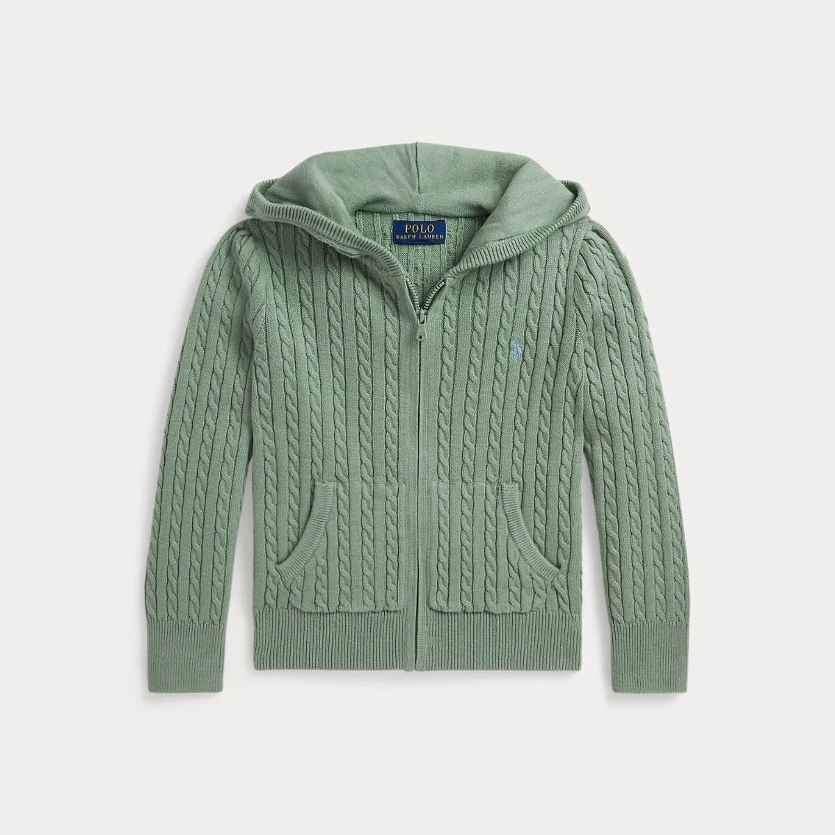Mini-Cable Cotton Full-Zip Hoodie by Ralph Lauren