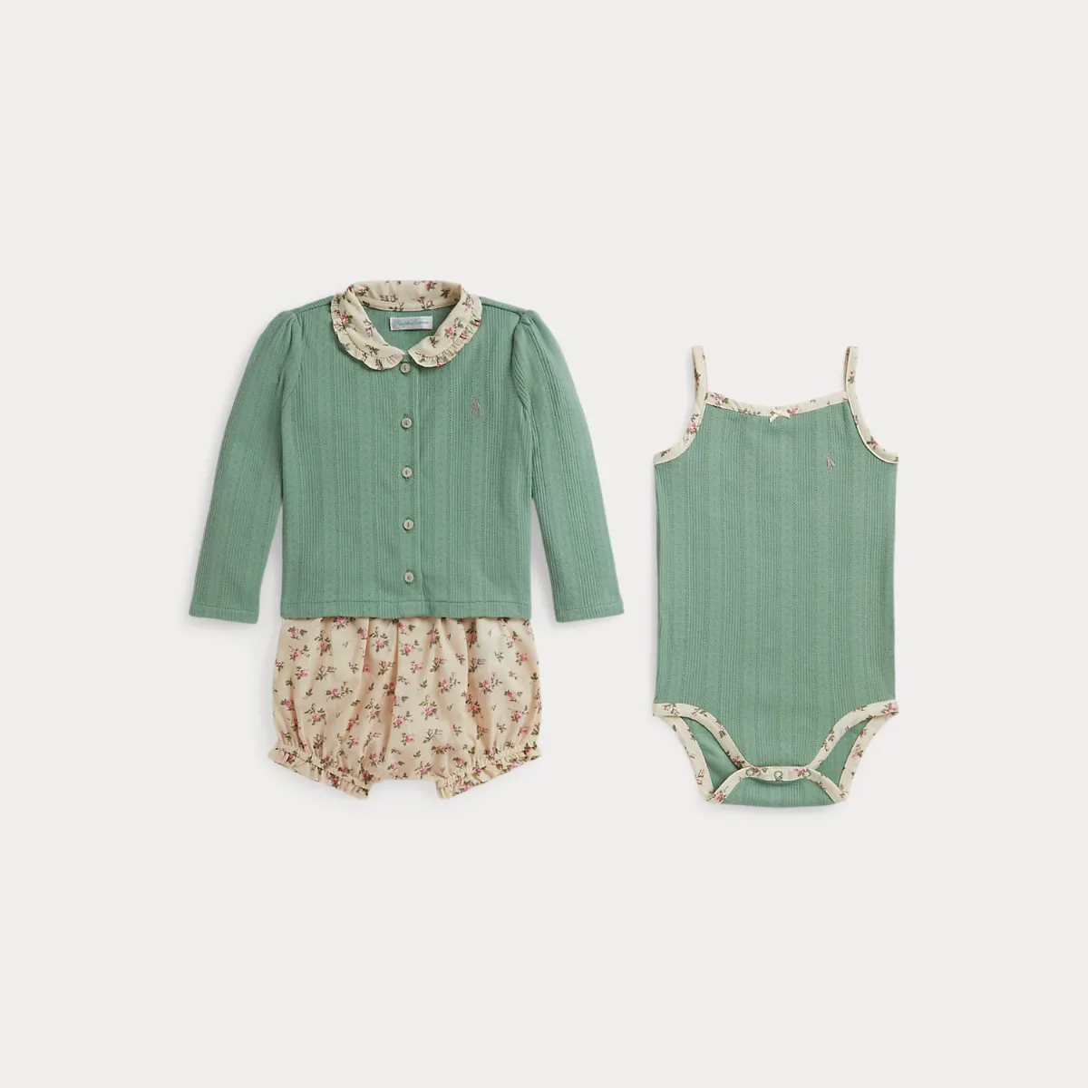 Floral Cotton Jacket, Bodysuit & Bloomer by Ralph Lauren