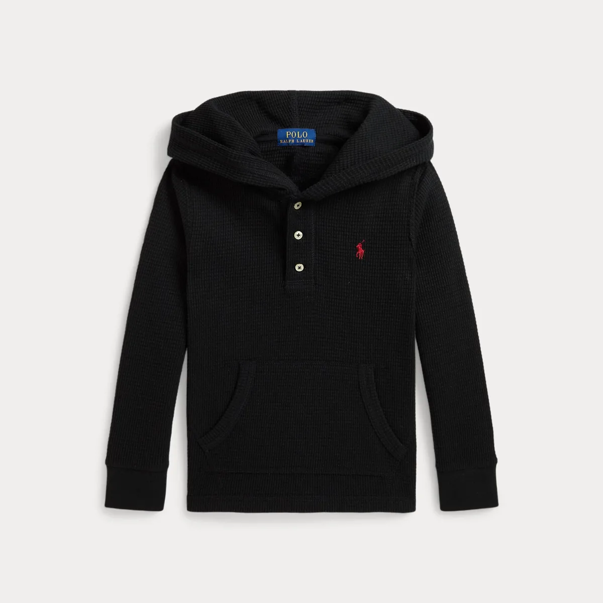 Waffle-Knit Cotton Hooded Henley by Ralph Lauren