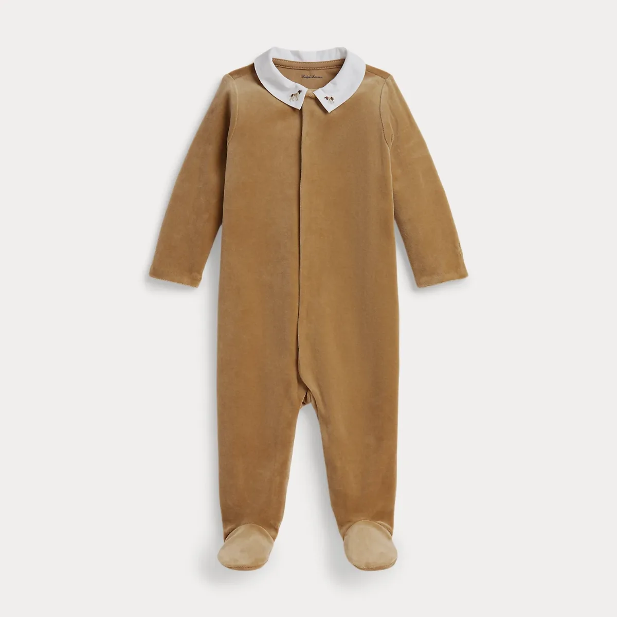 Embroidered Velour Footed Coverall by Ralph Lauren