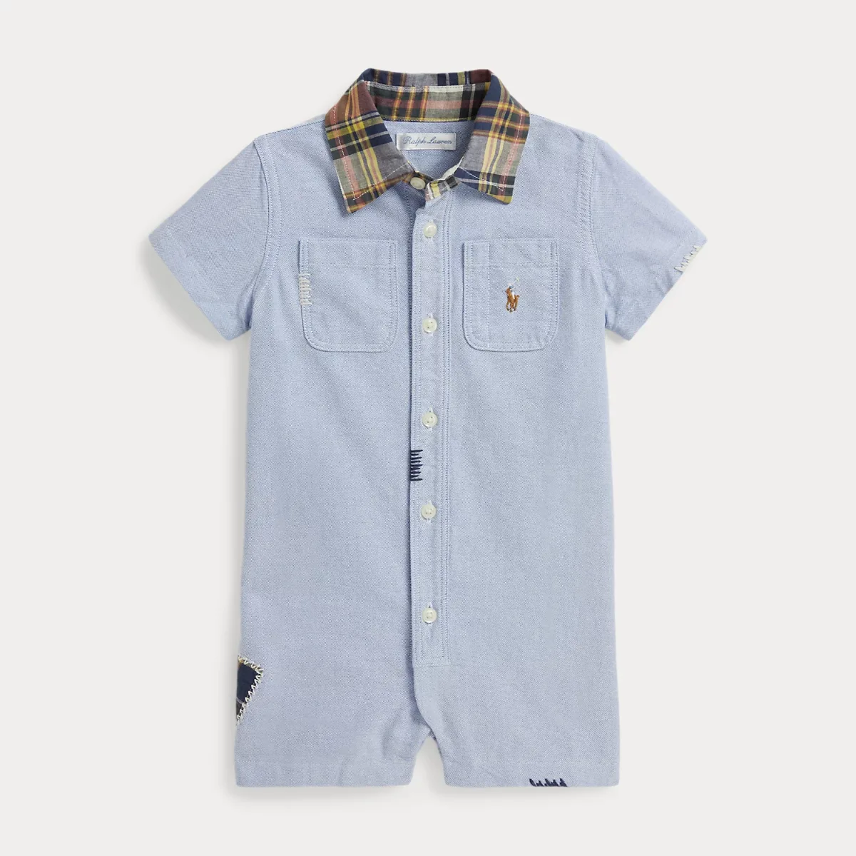Madras-Collar Cotton Oxford Shortall by Ralph Lauren